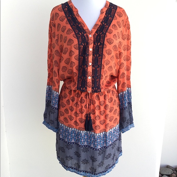 Max Jeans Boho Chic Embroidered Crepe Dress - Picture 1 of 2